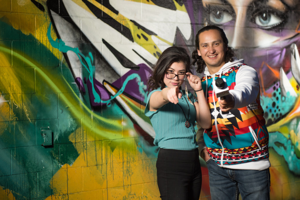 RezX TV Hosts, Erin Goodpipe and Cadmus Delorme (Photo by Mike Dubois for RezX Magazine/Dubs Photo) 